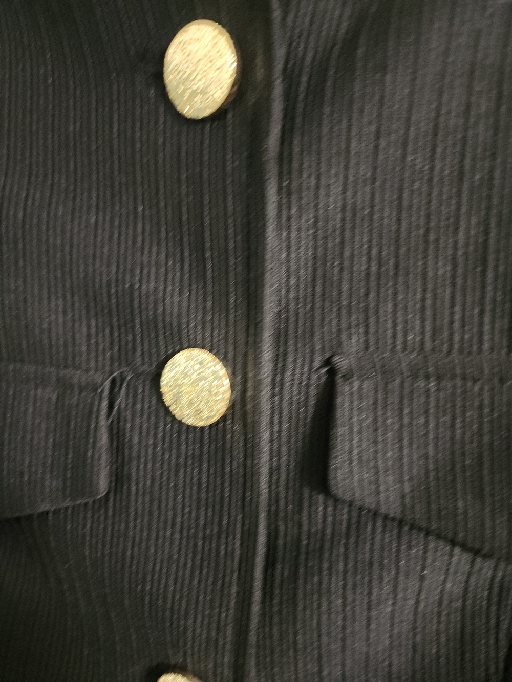 Nanette Lepore Black Textured Jacket with Gold Buttons - Picture 2 of 5